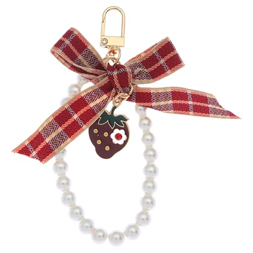 Erdbeerschlüsselkette Imitation Perlen Schlüsselanhänger Charme Anhänger Hanging Ornament Car Schlüsselringe Für Rückback Dekoration Imitation Perlen Kette Schlüsselbund Erdbeerschlüsselring Hanging von omiinitio