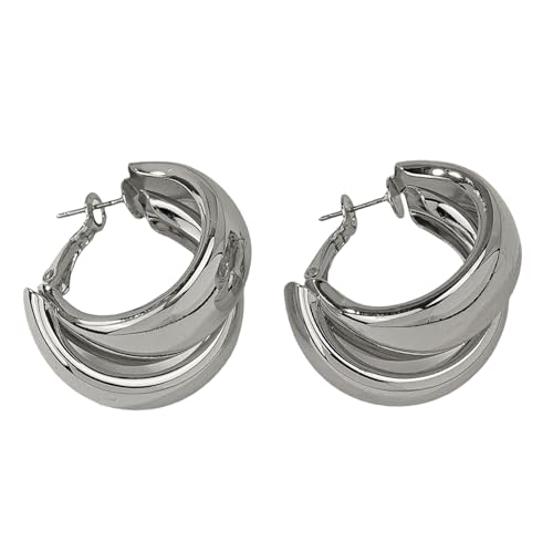 Goldene Breite Ohrringe Doppelkreise Ohrringe Einzigartige Ohrschmuck Legierung Textur Für Frauen Und Mädchen Modeaccessoires Stilvolle Frauen von omiinitio