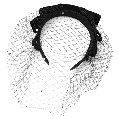 Verstellbarer Schwarzer Schleier Stirnband Schlupffestes Design Haarzubehör Kopfstück Für Hochzeiten Partys Schwarzer Spitzenbrauthaar Reifen von omiinitio