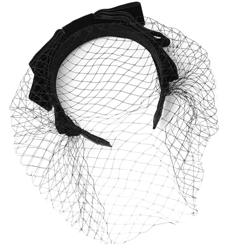Verstellbarer Schwarzer Schleier Stirnband Schlupffestes Design Haarzubehör Kopfstück Für Hochzeiten Partys Schwarzer Spitzenbrauthaar Reifen von omiinitio