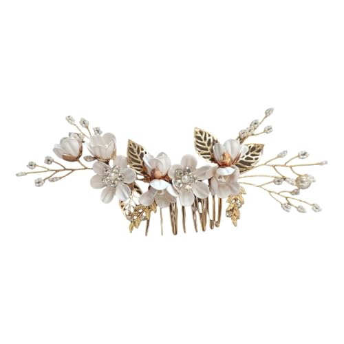 Zarte Perlen Blumen Haarnadel Ethnische Styles Kopfwege Hochzeit Haare Kamm Funkelnde Haare Für Brautjungfern von omiinitio