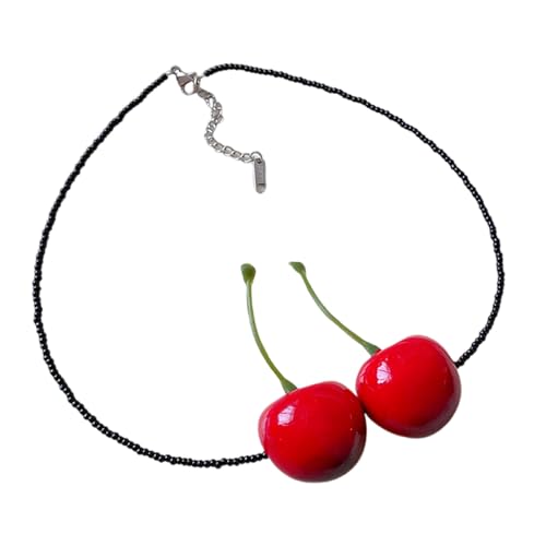omiinitio Kirschen Halskette Süßes Symbol Halskette Glas Textur Für Frauen Verleiht Jedem Geburtstagsgeschenk Eines Outfits Einen Hauch Von Süße von omiinitio
