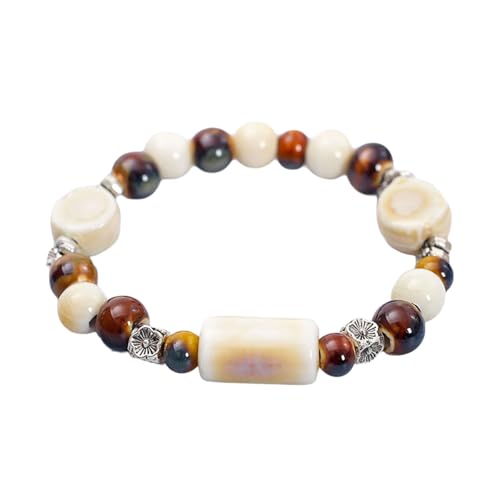 omiinitio Schöne Katzen Keramik Perlenarmband Verstellbares Stretcharmband Mit Katzen Keramikperlen Stilvolle Perlen Handgelenk Kette von omiinitio