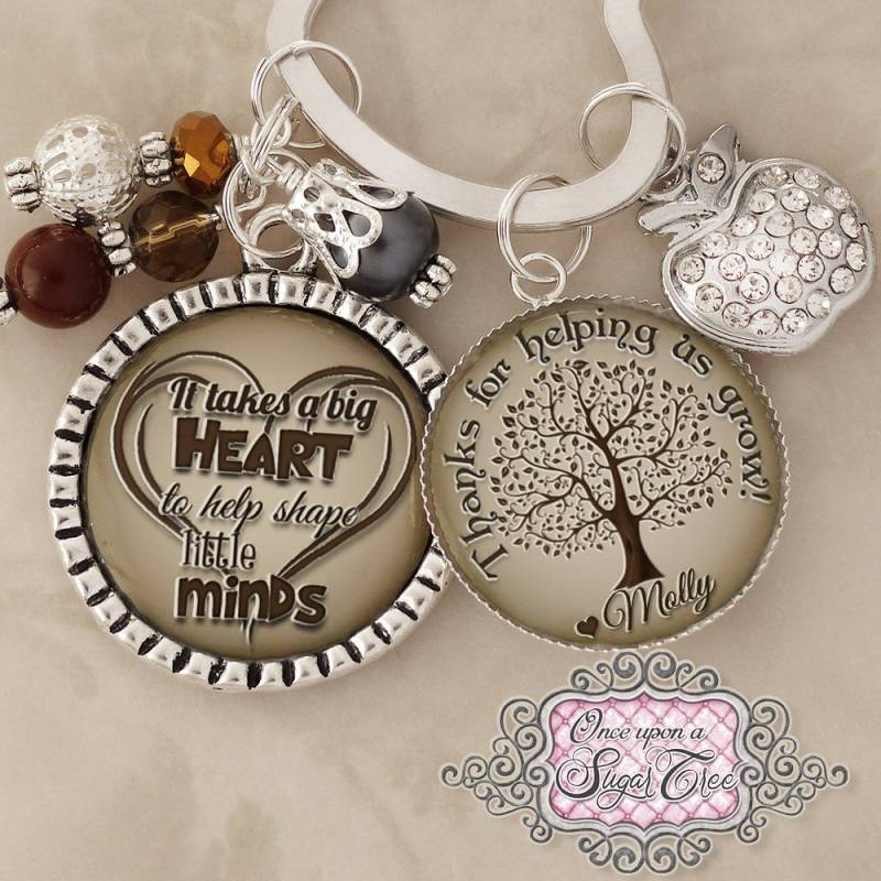 Lehrer Key Chain, Personalisierte Geschenk, Dankeschön-Geschenk, Wertschätzung, Strass Apfel Charme, Flasche Cap Bottlecap, Principal von onceuponasugartree