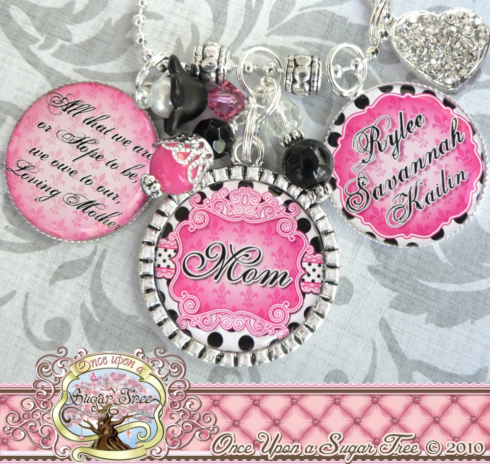 Mama Oma Nana Dreifach Anhänger Halskette | Oder Schlüsselanhänger, Personalisierter Spruch, Namensnummer, Kindernamen, Mutter, Geschenk, Mimi von onceuponasugartree