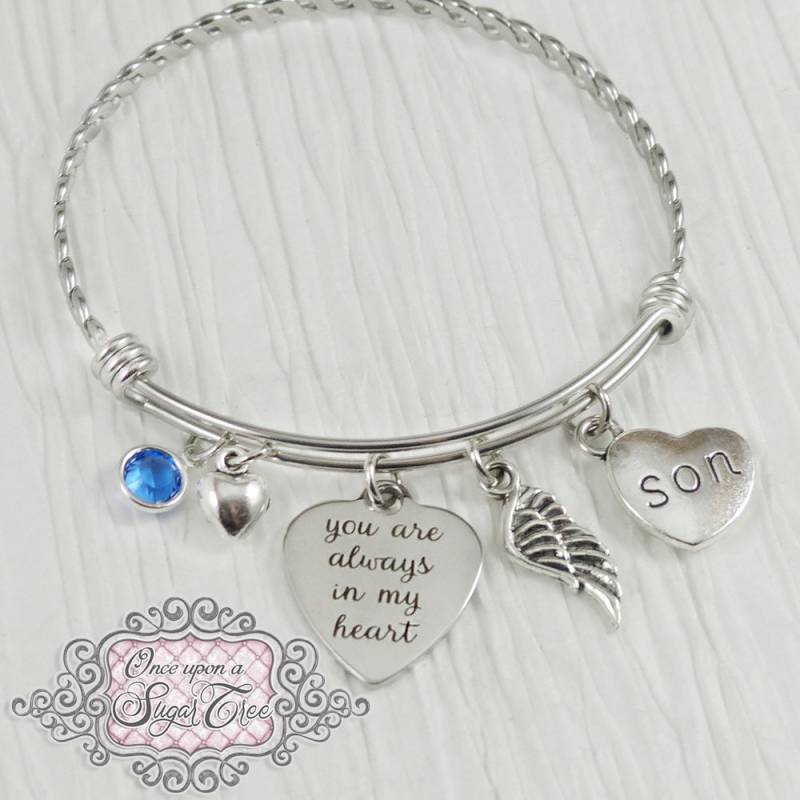 Memorial Schmuck-Sohn-Verlust Der Mutter Armband-Erinnerung-Papa Gedenken-Verlust Tochter-Du Bist Immer in Meinem Herzen-Engel von onceuponasugartree