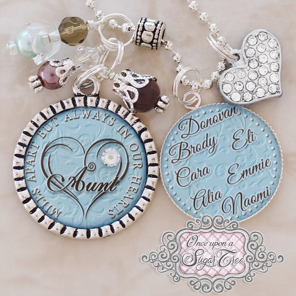 Tante Geschenke Von Nichte Oder Neffen-Miles Apart But Always in Our Hearts Halskette-Personalisiert-Weihnachtsgeschenke Für Tante-Oma von onceuponasugartree