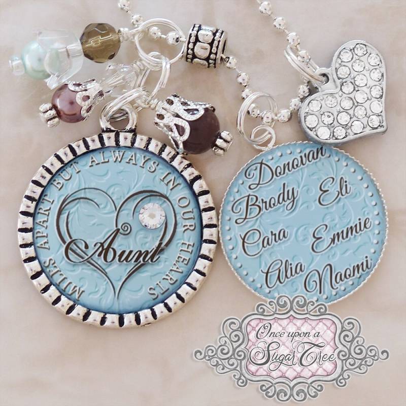 Tante Geschenke Von Nichte Oder Neffen-Miles Apart But Always in Our Hearts Halskette-Personalisiert-Weihnachtsgeschenke Für Tante-Oma von onceuponasugartree