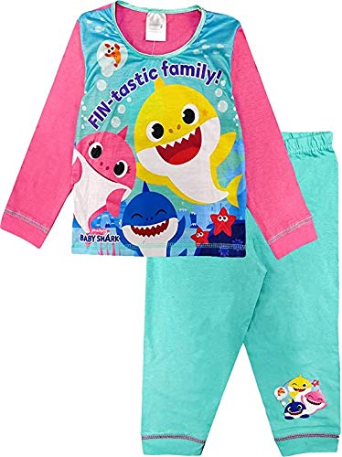 Offizielles Pyjama-Set, langärmelig, für Kinder, Mädchen, Kleinkinder, Babys, 6 Monate bis 12 Jahre Gr. 3-4 Jahre, Baby Shark (Fin-tastic) von One Stop Kids