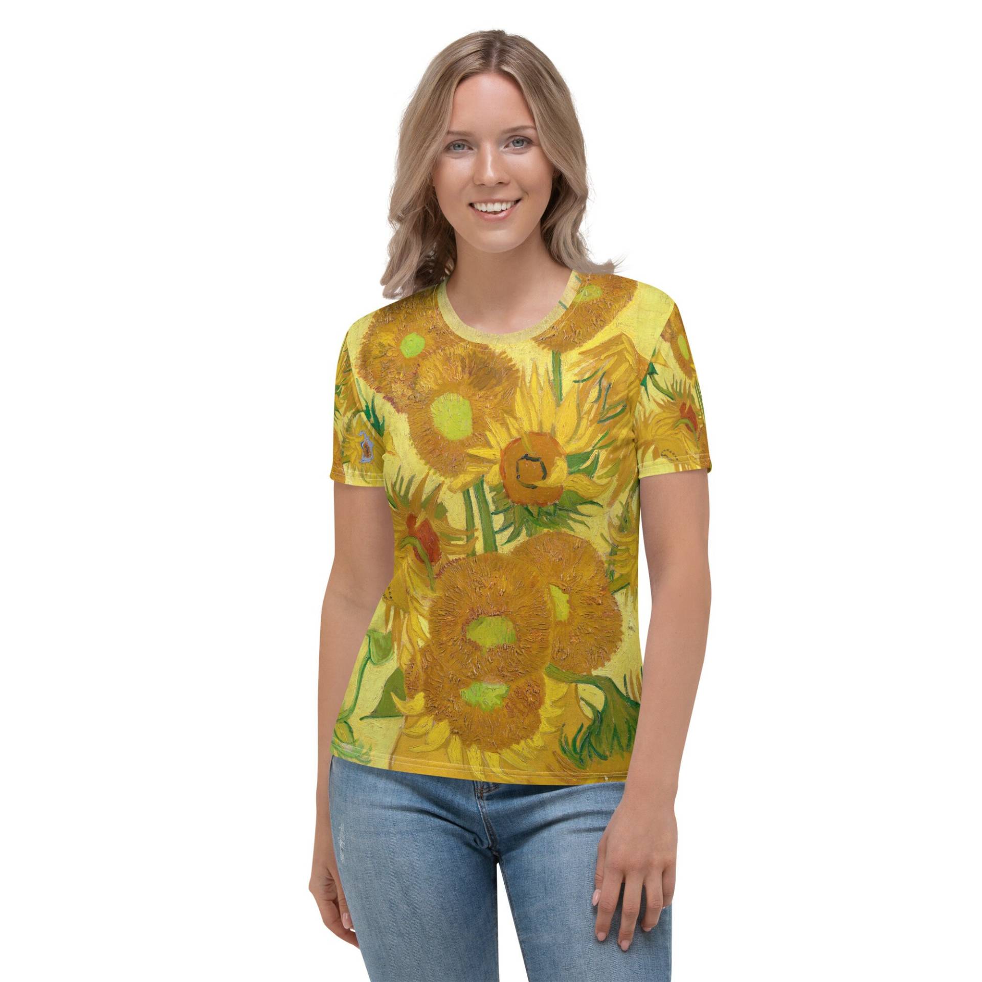 Damen T-Shirt Vincent Van Gogh Sonnenblumen in Einer Vase - Ästhetik Inspiriert Mode Vintage Kunstdruck Geschenk Für Kunstliebhaber von one1000paintings