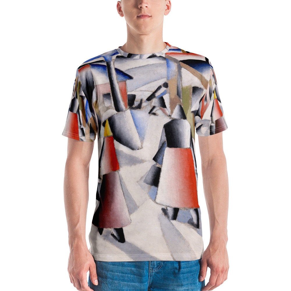 Herren T-Shirt Kazimir Malevitsj Morgen Im Dorf Nach Dem Schneesturm - Ästhetik Inspiriertes Mode-Weinlese-Kunstdruck-Geschenk Für Kunstliebhaber von one1000paintings