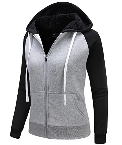 onedog Damen Kapuzenpullover Reißverschluss Winter Sweatshirt mit Zip Hoodie Damen Fleecejacke Teddyfutter Sweatjacke Warm Strickjacke Damen Warm Sweatshirt von onedog