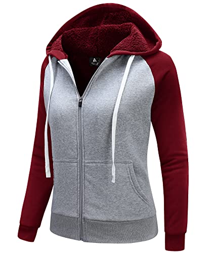 onedog Damen Sweatpullover mit Reißverschluss Sweatjacke Winter Gefüttert Sweatshirt Sport Basic Damen Fleece Hoodie mit Taschen Casual Fleecejacke Warm von onedog