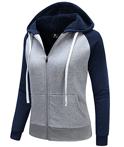 onedog Damen Fleecejacke mit Kapuze Sweatshirt Zipper Hoodie Damen Jacke Fleece Reißverschluss Langarm Warm Teddyfutter Damen Warm Sweatshirt Winter von onedog