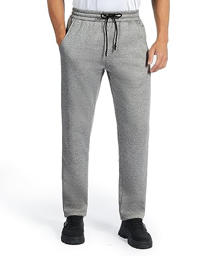 onedog Herren Jogginghose Warme Gefütterte Thermo Fleece Hosen mit Taschen Winter Verdickte Laufhose Warme Freizeithose mit Sherpa-Innenfutter Sweathose, (006 Hellgrau-2XL) von onedog