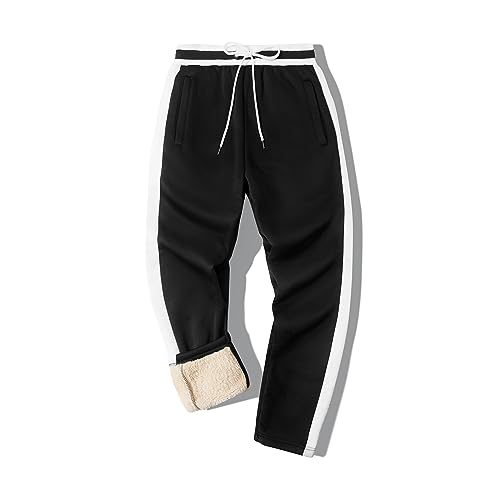 onedog Herren Jogginghose Warme Gefütterte Thermo Fleece Hosen mit Taschen Winter Verdickte Laufhose Warme Freizeithose mit Sherpa-Innenfutter Sweathose, (3064 Schwarz-2XL) von onedog