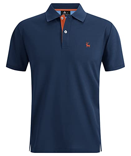 onedog Poloshirt Herren Kurzarm Design Stickerei REH Gestrickten Polohemd Casual Atmungsaktives Golf Polo Shirt Männer Business Poloshirts Sommer Men's Polo Sportlich T Shirt Navy Blau 3XL von onedog