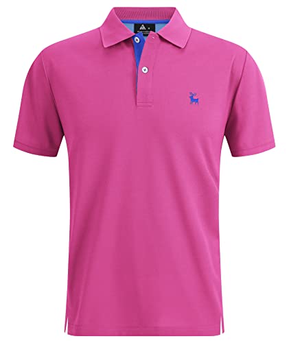 onedog Poloshirt Herren Kurzarm Design Stickerei REH Gestrickten Polohemd Casual Atmungsaktives Golf Polo Shirt Männer Business Poloshirts Sommer Men's Polo Sportlich T Shirt Rosenrot M von onedog