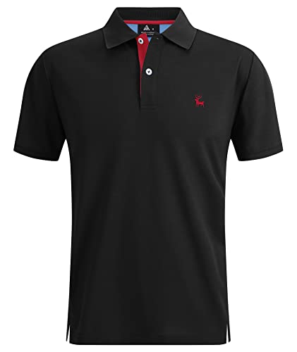 onedog Poloshirt Herren Kurzarm Design Stickerei REH Gestrickten Polohemd Casual Atmungsaktives Golf Polo Shirt Männer Business Poloshirts Sommer Men's Polo Sportlich T Shirt Schwarz L von onedog