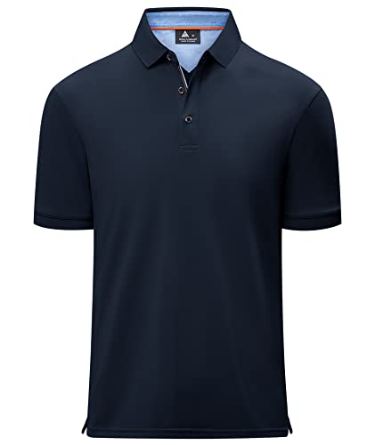 onedog Poloshirt Herren Kurzarm Sommer Einfarbig Gestrickten Design mit Knöpfen Polohemd Casual Pullover Tennis Golf Polo Shirt Männer Business T Shirts Regular Fit L Navy Blau von onedog