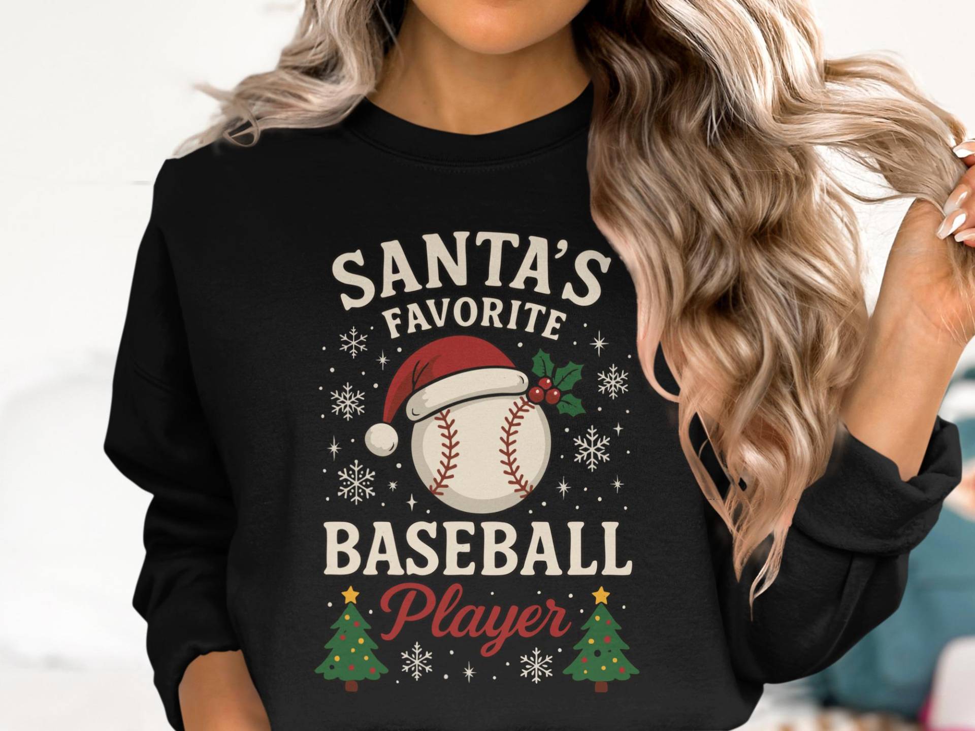 Santa's Favorite Baseball Sweatshirt, Funny Christmas Shirt, Holiday Crewneck, Cute Xmas Sweatshirt For Fans von onefivee