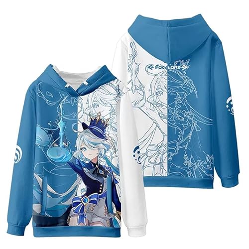 Anime Spiel Genshin Impact Furina Einzigartige Kapuzenjacke Cartoon Prints Pullover mit Kapuze Sweatshirt Mode Cosplay Hoodies mit Tasche von oneforus