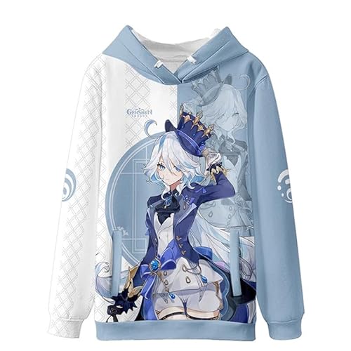 Anime Spiel Genshin Impact Furina Einzigartige Kapuzenjacke Cartoon Prints Pullover mit Kapuze Sweatshirt Mode Cosplay Hoodies mit Tasche von oneforus