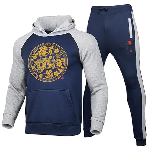 Chinesischer Drachen-Kapuzenpullover + Hose für Männer Zweiteiliges Set Kung Fu Kampfkunst Chinesischer Stil 3D-Gedruckter Trainingsanzug Sportbekleidung von oneforus