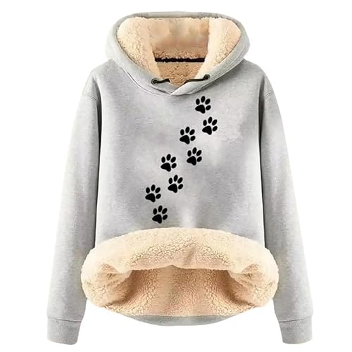 Damen Hund Pfote 3D-Druck Hoodies Fleece Gefüttert Sherpa Langarm Sweatshirts Casual Niedlich Grafik Pullover Pullover Pullover Tops von oneforus