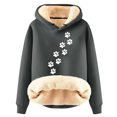 Damen Hund Pfote 3D-Druck Hoodies Fleece Gefüttert Sherpa Langarm Sweatshirts Casual Niedlich Grafik Pullover Pullover Pullover Tops von oneforus