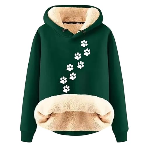 Damen Hund Pfote 3D-Druck Hoodies Fleece Gefüttert Sherpa Langarm Sweatshirts Casual Niedlich Grafik Pullover Pullover Pullover Tops von oneforus