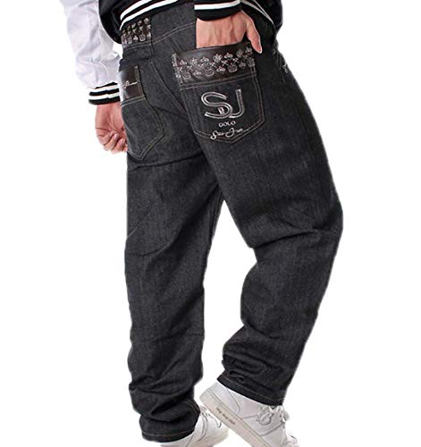 Herren Hip Hop Denim Hose Hellbalu Hipster Style Baggy Denim Jeans von oneforus