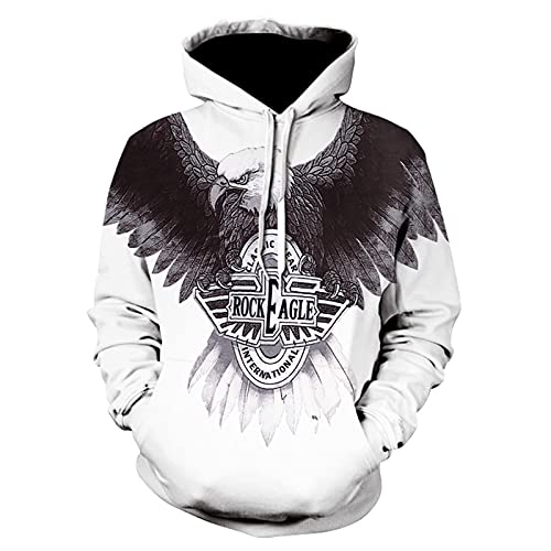 Herren Langarm Sweatshirt Russia Animal Rock Eagle Print Hoodie Pullover mit Kängurutasche von oneforus