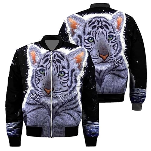 Herren Reißverschluss Sweatshirt Animal Tiger 3D gedruckte Jacke Pullover lässige langärmelige Baseballjacke von oneforus