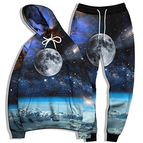 Herren Trainingsanzug 3D Sternenhimmel Print Hoodie Jogger Hosenanzug 2 Stück Set Fashion Casual Sweatshirt Set von oneforus