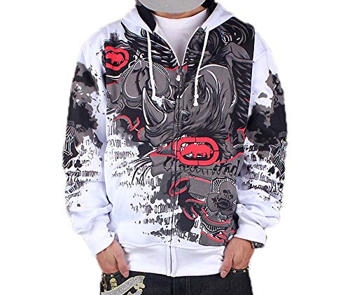 Mens Cotton Zipper Hoodie Trend Graffiti Hip Hop Street Dance Zip Cardigan von oneforus