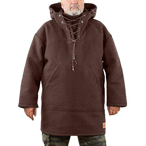 Ösen Schnürung Vintage Wolle Hoodie Herren Casual Solid Color Hooded Sweater von oneforus