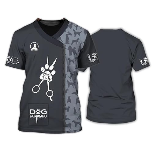 Unisex Hundepflege Casual Workwear T-Shirt Neuheit Grafik 3D-Druck Haustierfriseur Kurzarm Tops (ohne Reißverschluss/Knöpfe) Unisex Hundepflege Casual Workwear T-Shirt Neuheit Grafik 3D-Druck Haustierfriseur Kurzarm Tops (ohne Reißverschluss/Knöpfe) von oneforus