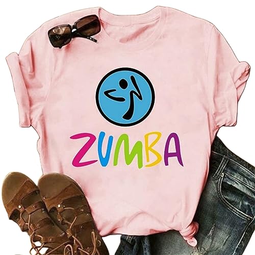 Zumba Training Kleidung Muster Druck Rundhalsausschnitt Kurze Ärmel Workout Tanzkurse Fitness T-Shirt Top für Frauen Mädchen von oneforus