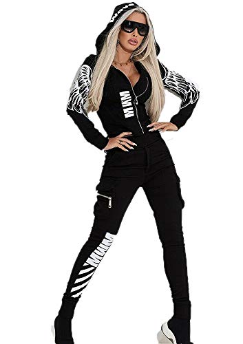 oneforus Angel Wings Bedruckte Freizeit Streetwear Damen Zipper Hoodie Lange Hose Jogging Jogginghose 2-teiliges Set von oneforus