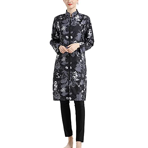 oneforus Damen Muslimische Konservative Bademode Lose Reißverschluss Naher Osten Sportbekleidung Burkini Badeanzug 3 Stück Set von oneforus