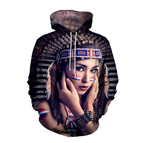 oneforus Ethnische indische Kapuzenpullis für Frauen Indianer-Mädchen-3D-Druck-Sweatshirts Ethnische Totem-Kapuzenpullis von oneforus