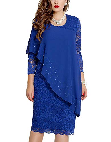 oneforus Frauen Lace Cape Overlay Blusen Kleider Bleistift Chiffon Plus Size Kleid asymmetrische Bodycon Abend Party Kleider mit Poncho von oneforus