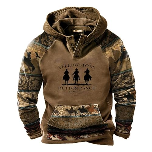 oneforus Herren 3D-Digitaldruck Kapuzen-Sweatshirt Mode Retro-Straßendruck-Kapuzenpullover von oneforus