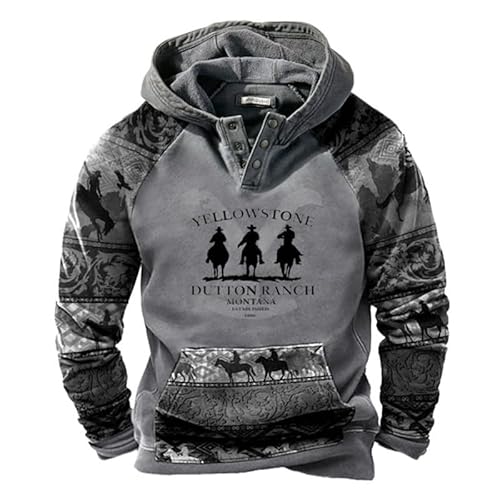 oneforus Herren 3D-Digitaldruck Kapuzen-Sweatshirt Mode Retro-Straßendruck-Kapuzenpullover von oneforus