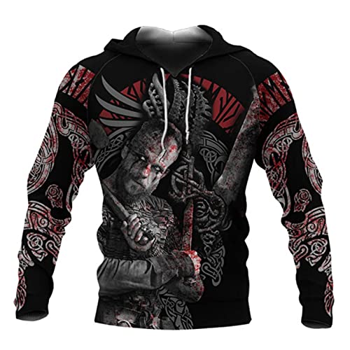 oneforus Herren Viking Ragnar Viking Warrior 3D Sweatshirt Anime Cosplay Sweatshirt von oneforus