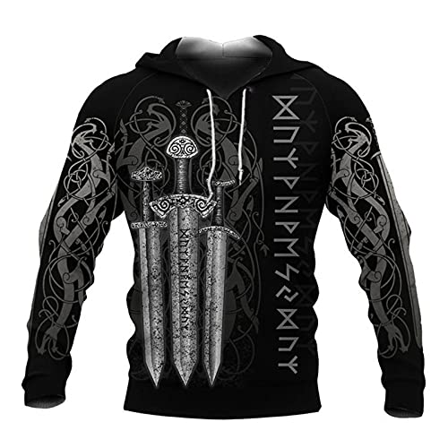 oneforus Herren Viking Ragnar Viking Warrior 3D Sweatshirt Anime Cosplay Sweatshirt von oneforus