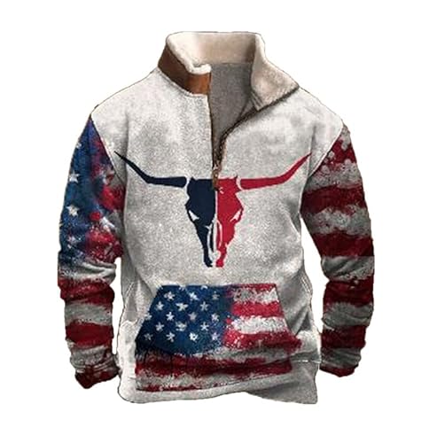 oneforus Herren Vintage Western Aztec Bedruckte Sherpa Kragen Sweatshirts Langarm Casual Leicht Herbst Winter Warme Oberbekleidung Jacke von oneforus