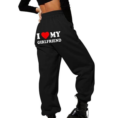 oneforus I Love My Girlfriend Jogger Frauen Lustiger Brief 3D gedruckte Jogger Jogginghose Trainingshose von oneforus