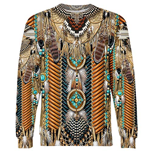 oneforus Männer und Frauen 3D-Druck Indianer-Sweatshirts Pullover Ethnische Totem-Muster Langarm-Sweatshirt-Oberteil von oneforus
